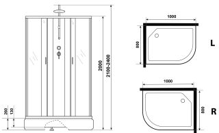 Душевая кабина Niagara NG-33084-14LBKT 100x80см серебро/матовое